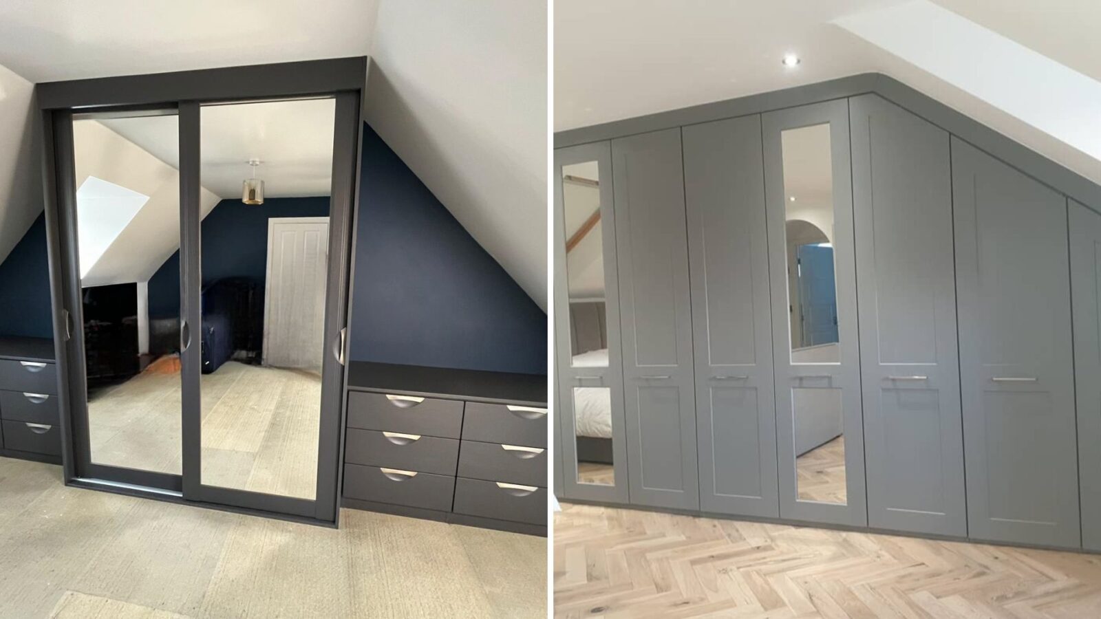 half and half collage showing wardrobe doors